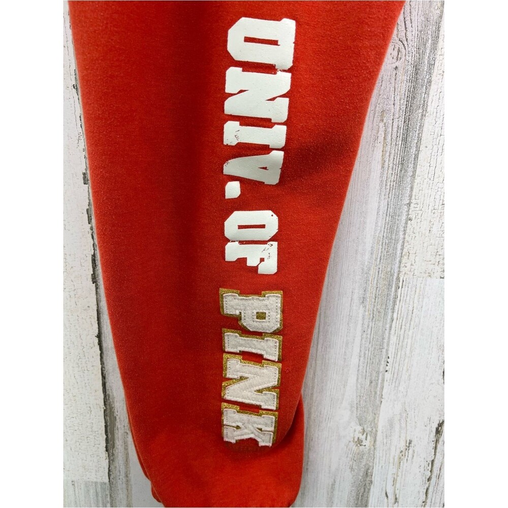 VS PINK Y2K Orange University of Pink Cropped Jogger Sweatpants Womens Medium - Picture 2 of 8